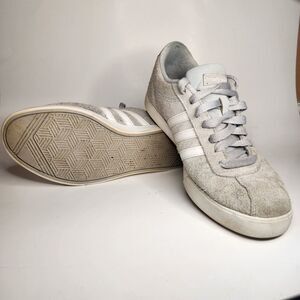 ADIDAS Suede Walking Shoes Womens 7 Courtset Gray White Trainers sneakers